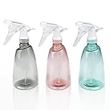 Gvolatee 3 Pack Zerstäuber Sprühflasche 500 ml, Nachfüllbar Sprühflaschen Leer, Transparent Spray Bottle, Kunststoff Sprüher Pflanzen, Professional Wassersprühflasche für Blumen, Haare, Reinigung