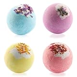 Lukinuo Badebomben Geschenk Set 4pcs Badekugeln Fizzy mit Totes Meer Salz Kakao und Shea ätherisches Öl befeuchten trockene Haut, perfekt für Bubble Spa Bad, Geschenk für Freundin Kinder