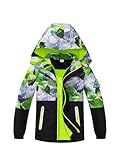 NATUST Jungen Gefütterte Regenjacke Winddicht Übergangsjacke Wasserdicht Winddichtjacke Thermo Softshelljacke Grün 134-140