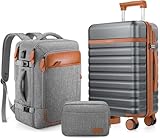 UKEIN Kofferset 5 Teilig Leicht 100% PC Reisekoffer mit Rollen Trolley & TSA Schloss,Hartschalenkoffer Set,Trolley Handgepäck Mit 1 Reisetasche und 1 Kulturbeutel (Grau, Handgepäck-Set 3tlg)