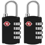 Diyife TSA Gepäckschlösser, 2 Stück 4-Stellig Zahlenschloss Codeschloss, Kofferschlösser aus Hochfeste Zinklegierung Sicherheitsschloss Diebstahl für Reisekoffer, Spind, Rucksack, Schwarz