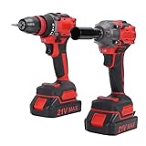 Depisuta Akkus-Bohrschrauber-Schlagschrauber-Set, 21 V, 2 Variable Geschwindigkeiten, 30 Nm, Elektrische Bohrmaschine, 3200 U/min, 380 Nm Hoher Drehmomentschrauber mit Akkus und Ladegerät