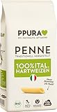 PPURA Bio Penne Hartweizen Pasta 500 g, 100% natürliche Röhrennudeln, Made in Italy - italienische Nudeln ohne Zusatz-, Farb- oder Konservierungsstoffe