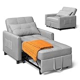 Xbro Schlafsessel 3-in-1-Convertible-Stuhl-Bett, Schlaferstuhl mit bettfunktion, Verstellbares Schlafsofa mit Kissen und Tasche, Sessel mit schlaffunktio für kleine Wohnung (Hellgrau)