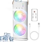 Anluomania Luftkühler, Mobile Klimaanlage, 4 in1 Mobile Klimagerät mit Fernbedienung, Mobile Klimageräte, 3 Lüftergeschwindigkeiten, 3 Nebelmodi, Mini Klimaanlage, Ventilator USB, Mini Klimageräte