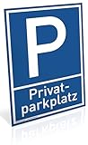 Schild Privat Parkplatz | Alu 20 x 30 cm | stabiles Alu Schild mit UV-Schutz | blau | Privatparkplatz Parken verboten | Dreifke®