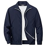 MAGCOMSEN Herren Übergangsjacke Lightweight Blouson Jacke Stehkragen Windbreaker Herren Outdoor Bomberjacke Casual Frühling Pilotenjacke US Army Jacken Dunkelblau XXL