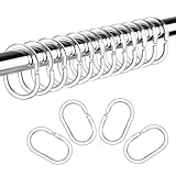 LIHAO 24x Duschringe Aufhänger Transparent Duschvorhangringe Kunststoff Ringe C für Duschstange