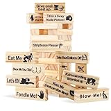 QIANAI Super Cheeky Block Tower Game, 48 Holzklötze Stacking Game Made of Wooden Blocks for Couples, Jenga Spiel Erwachsene, Tower Spiel für Paare, Lust Tower Blocks, Lustiges Paarspiel für Erwachsene