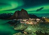 Ravensburger Puzzle 12000357 - Aurora Borealis Norwegen, Nordlichter über Hamnoy - 1000 Teile Puzzle für Erwachsene und Kinder ab 14 Jahren, Puzzle mit Norwegen-Motiv