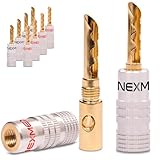 NEXMEX Hohl Bananenstecker - 10 Stück Stecker als Set - Hohl Steckverbinder 24K vergoldet für Lautsprecherkabel - Tube für HiFi Receiver