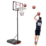 GYMAX Basketballständer 155-210cm höhenverstellbar, tragbarer Basketballkorb mit Ständer & Rädern, wetterfestes Korbanlage mit Wasser/Sand für Fitnessstudio, Spielplatz & Park