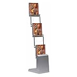 DISPLAY SALES Falt-Prospektständer A4 stehend silber | 5 x Fächer Aufsteller mit Acryl-Fächern | Prospekthalter A4 mit Nylon Transporttasche | Ideal als Flyerständer stehend oder Zeitungshalter