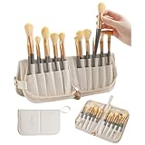 Eiflayn Pinseltasche,20 Fächern Make Up Pinsel Tasche,Vertikale Pinselmappe,Pinsel Tasche, Abdichtung,Tragbare Reise Pinsel Etui,für Schminkpinsel, Malpinsel,Pinseltasche Schule(weiß)