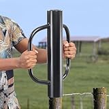 Pfahlramme 42 cm Pfostenrammer mit Griff, 6.8 cm Innendurchmesser Handpfostenrammer, 5 KG Hochleistungs Schwarzstahl T Pfostenrammer, Handramme für U-Zaunpfosten und Holzpfosten