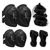Knieschoner Kinder, 6 in 1 Schoner Inliner Jungen und Mädchen Ellenbogenschützer Set mit Handgelenkschutz für 3-8 Jahre alte Kleinkinder beim Skaten Radfahren und Skateboards (Schwarz)