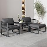 Gartenlounge-Set, Gartenmöbel Set, Garten-Sofagarnitur aus Aluminium, Terrassenmöbel-Set. 2 Sofas, 2 Fußhocker, Verschiedene Kombinationen,Terrasse, verstellbar, Garten, drinnen