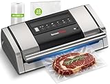 Bonsenkitchen Vakuumiergerät 15 L/min, Vakuumierer mit Beutelclip, Griffverriegelung und Integrierter Schneider, für Sous-Vide-Garen und Essenszubereitung, Hochleistungs-Schnellversiegelung-VS5100