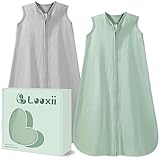 Looxii 2er Pack Baby Schlafsack Sommer 100% Baumwolle Sommerschlafsack 0.5 Tog Babyschlafsack 78 cm für Jungen Mädchen Neugeborene 6-12 Monate