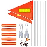 LEBOKJ 2 Set Fahne fahrradanhänger, Fahrradwimpel Set,Sicherheitswimpel,Fahrradwimpel Verstellbare,Kinderfahrrad Sicherheitswimpel,Fahrrad Wimpel,Kinderfahrradfahne,Warnschild.