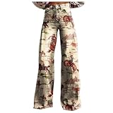 Jeans Damen Hose Super Stretch Jeans Damen Baggy Weites Bein Vintage Denim Hose Jogger Stretch Outdoorhose Frauen Wanderhose Stretchy Baggy Jeanshosen Regular Slim Fit Straight Breites Bein Locker