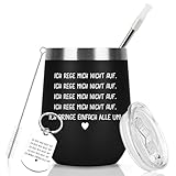 Diztoud Geschenke für Männer, Kollegen, Freund, Frauen, Lustig Thermobecher mit Spruch Ich Rege Mich Nicht Auf, 12oz 350ml Doppelwandig Edelstahl Weinbecher mit Deckel und Strohhalm Schlüsselanhänger