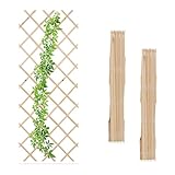 Relaxdays Rankgitter ausziehbar, 3er Set, 180x90 cm, Holz, Rankhilfe Kletterpflanzen, Holzgitter Wand, Spalier, Natur
