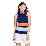 IZOD Damen Sleeveless Sweater Vest Pullunder, Mittelalterliches Blau/Orange gestreift, XX-Large