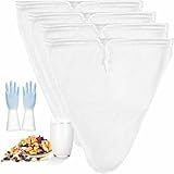 Nussmilchbeutel Set, 4 Wiederverwendbare Nylon-Filterbeutel mit Handschuhen, Dreieckform, für Vegane Nuss- und Mandelmilch