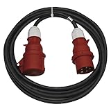 EMOS - IP44 CEE-Verlängerungskabel 10m - 5-polig Stecker - wasserdicht, temperaturbeständig - 400 V, 16 A, 3680 W - Gummi-Isolierung - CGSG 5C x H05RR-F 2,5 mm2 - für Außenbereich & Camping - schwarz