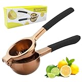 SHIKORI Zitronenpresse, groß, robust, Handpresse, Zitronenpresse, Edelstahl, Handpresse, Zitruspresse, Limettenpresse, Barwerkzeug, manuelle Zitruspresse (Roségold & Schwarz)