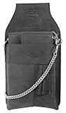 LEONARDO VERRELLI Kellner Geldbörse aus Leder, Kellnerbörse, Geldbeutel, Damen Herren Portemonnaie mit oder ohne Holster, Steck-Tasche, mit Kette und großem Münzfach