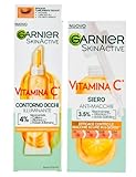 Garnier SkinActive Gesichtsserum gegen Flecken, Vitamin C mit Niacinamid und Salicylsäure, 30 ml + Augencreme, aufhellend, gegen Augenringe, vegane Formel mit Koffein und Bananenpulver, 15 ml