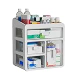 Buithafu Hausapotheke Schrank, 4-Tier-Schublade-Typ Medizin Box, Medikamenten Aufbewahrung, Groß Medikamentenbox, Medizinische Lagerung Container für Home Office Dorm