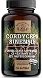 Cordyceps 1400mg -WICHTIG: 10:1 Extrakt (=14000mg reiner Raupenpilz pro Tagesdosis) +40% bioaktive Polysaccharide -Cordyceps Kapseln Hochdosiert- I Vegan I DE SCHEUNENGUT®
