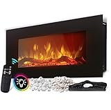 Heidenfeld Elektrokamin HF-WK300 - 𝟯 𝐉𝐀𝐇𝐑𝐄 𝐆𝐀𝐑𝐀𝐍𝐓𝐈𝐄 - 1500 Watt - LED Kamin mit 10 Farben - Fernbedienung - 3D Flammeneffekt - Wandkamin - Kaminofen (Schwarz 107.0 x 55.0 cm)