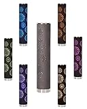 Northpoint LED Lichtsäule Stehlampe mit samtiger Textil Oberfläche und Stanzmuster Höhe ca. 64cm RGB und warmweißes Licht stufenlos dimmbar (Grau Pusteblume)