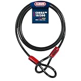 ABUS Schlaufenkabel Cobra 10/200 - Stahlseil mit Kunststoff ummantelt - 2 m lang, 10 mm stark - Sicherung für Fahrrad- und Motorrad-Zubehör - Schwarz, Black, 200 cm