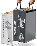 NORGGO® Mülltrennsystem 2fach – Set aus 2 Mülltrennsysteme für Plastik und Papier – Recycling Behälter 50L mit Griff – Abfall & Recycling Lösung – Mülltrennsystem Küche – Altpapier & Plastik