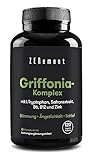 Griffonia mit L-Tryptophan, Safranextrakt & Vitamine B6, B12-120 Vegan Kapseln - Adaptogene Komplex - Laborgeprüft, Ohne Zusatzstoffe - Zenement