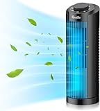 Grelife Turmventilator Leiser, 7,9m/s Geschwindigkeit, 80° Oszillierende Ventilatoren, Schnelle Kühlung Tischventilator für Büro, Zuhause, Schlafzimmer, Schwarz