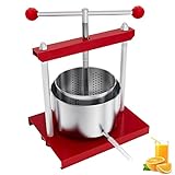 YRHome 3L Edelstahl Obstpresse Fruchtpresse Weinpresse Manuelle Apfelpresse Edelstahlkorb Beerenpresse Obst Wein Presse Maischepresse Obstschredder Entsafter Obstmühle für Obst Trauben Fleisch