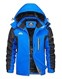 KEFITEVD Skijacke Herren Warme Winterjacke Softshell Jacke Wasserdicht Funktionsjacke Winter Dicke Gefüttert Herrenjacke Thermo Jacke Männer Königsblau L