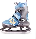 K2 Kinder Rollschuh Merlin, Unisex, BLau, S, M, L, Synthetik, Edelstahl, Schnürung, Inline Skate Rad, Kinder, Schlittschuhe