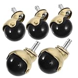 PartyKindom 5 Stück Bürostuhlrollen Gold Kugelrollen aus Langlebigem PP und Leise Leichtgängig Einfache für Bürostühle Arbeitsstuhl Möbel Strapazierfähig und Bodenschonend