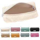 Electri-HQ Pencil Case，8 Farben zur Wahl，Mäppchen Cord-Stoff,Federmäppchen Milchig Grau für Mädchen Teenager, Federtasche Stiftetasche Stiftemappe Pencil Case Schulmäppchen für Schule, Büro (Creme)