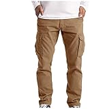 Minying Cargohose, Herren, Slim, große Größe, Sporthose, Bootcut-Hose, Jogging, Casual, Workout, Arbeitshose, Streetwear mit großen Seitentaschen, 1-khaki., 5X-Large