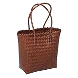 Yardenfun Handgewebte Umhängetasche Rattanimitat Böhmische Strohtasche Mit Langem Riemen Vintage Korbtasche Für Damen Einkaufen Strand Reisen
