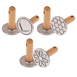 Keksstempel Set, 3 Stuck Cookie Stamp, 3 Stile, Keks Stempel mit Holzgriff für Kekse, Plätzchen, Kuchen, Gebäck, DIY-Backen