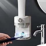 Automatischer Zahnpasta-Spender, Wandmontierter elektrischer Zahnpasta-Spender für Kinder und Erwachsene, Kein Bohren, Einstellbarem Zahnpasta-Dosiervolumen für Badezimmer (Weiß)
